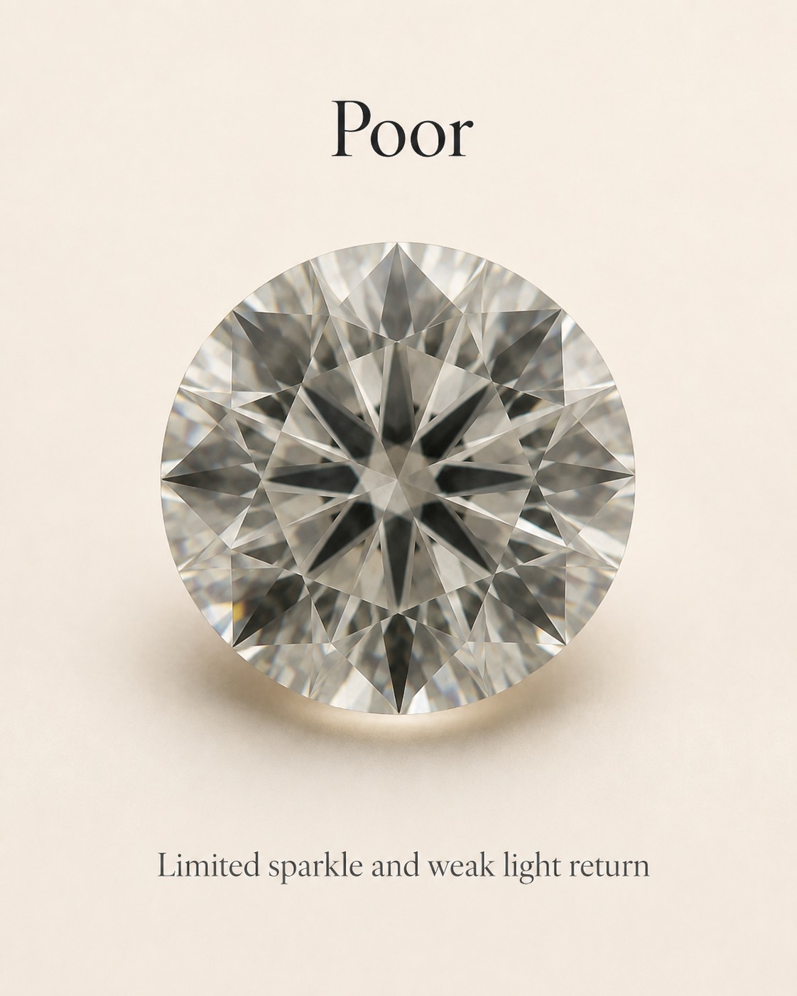 A deeply cut diamond with a smaller face-up appearance