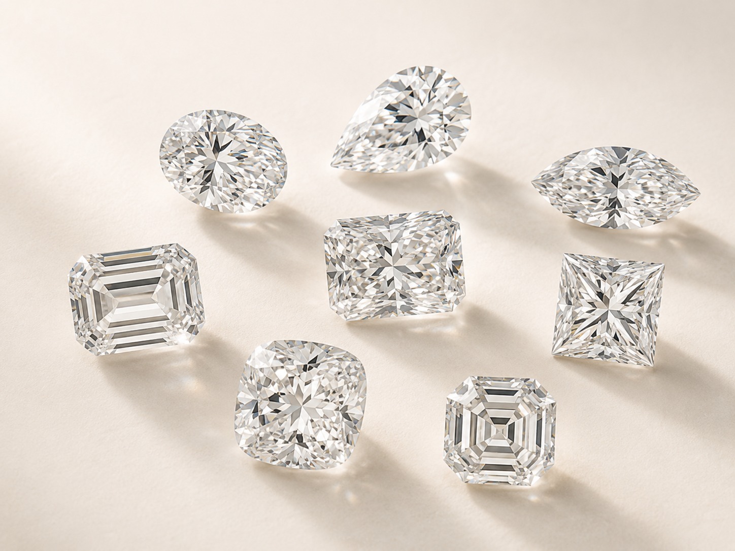 A collection of fancy-shaped diamonds