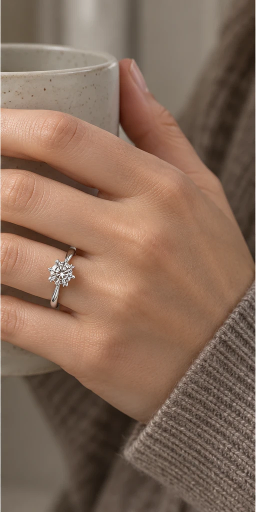 Snowflake Lab-Grown Diamond Ring — 1 ct editorial styling