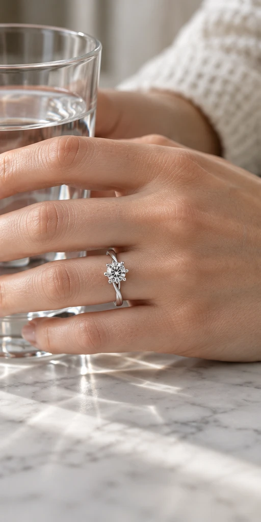 Snowflake Twist Lab-Grown Diamond Ring — 1 ct editorial styling