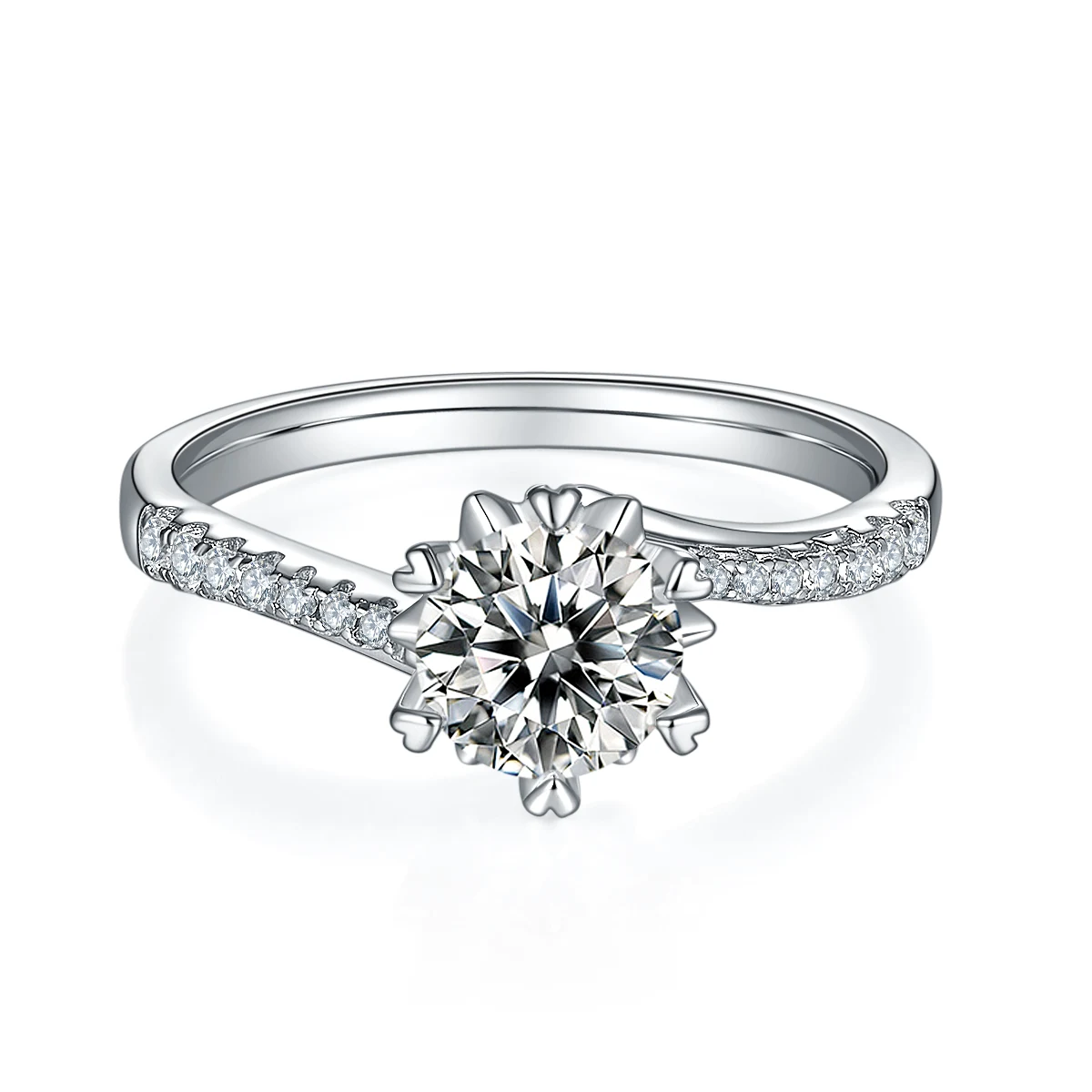 Snowflake Accent Lab-Grown Diamond Ring — 1 ct — product view 2
