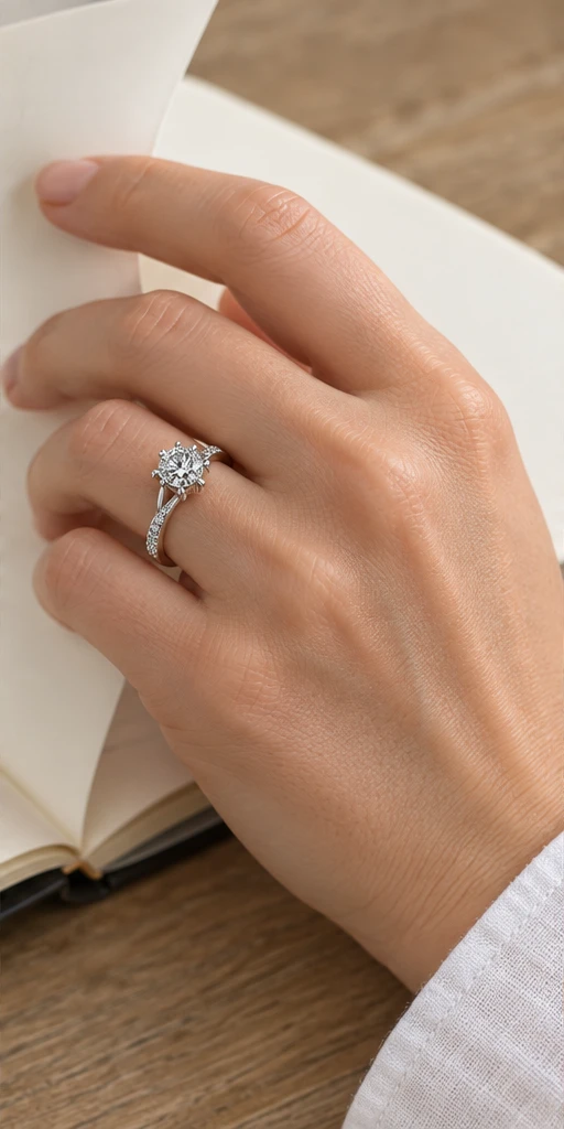 Snowflake Accent Lab-Grown Diamond Ring — 1 ct editorial styling