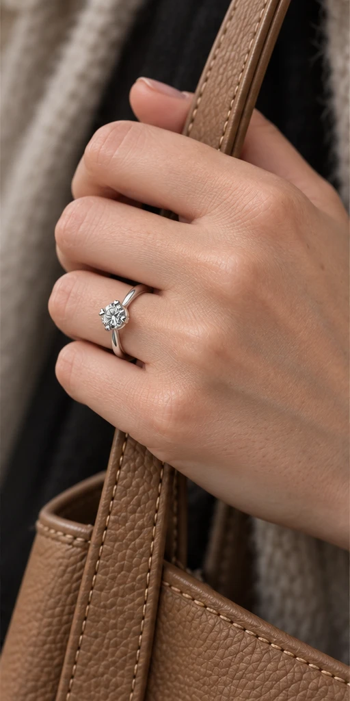 Four-Prong Lab-Grown Diamond Ring — 1 ct editorial styling