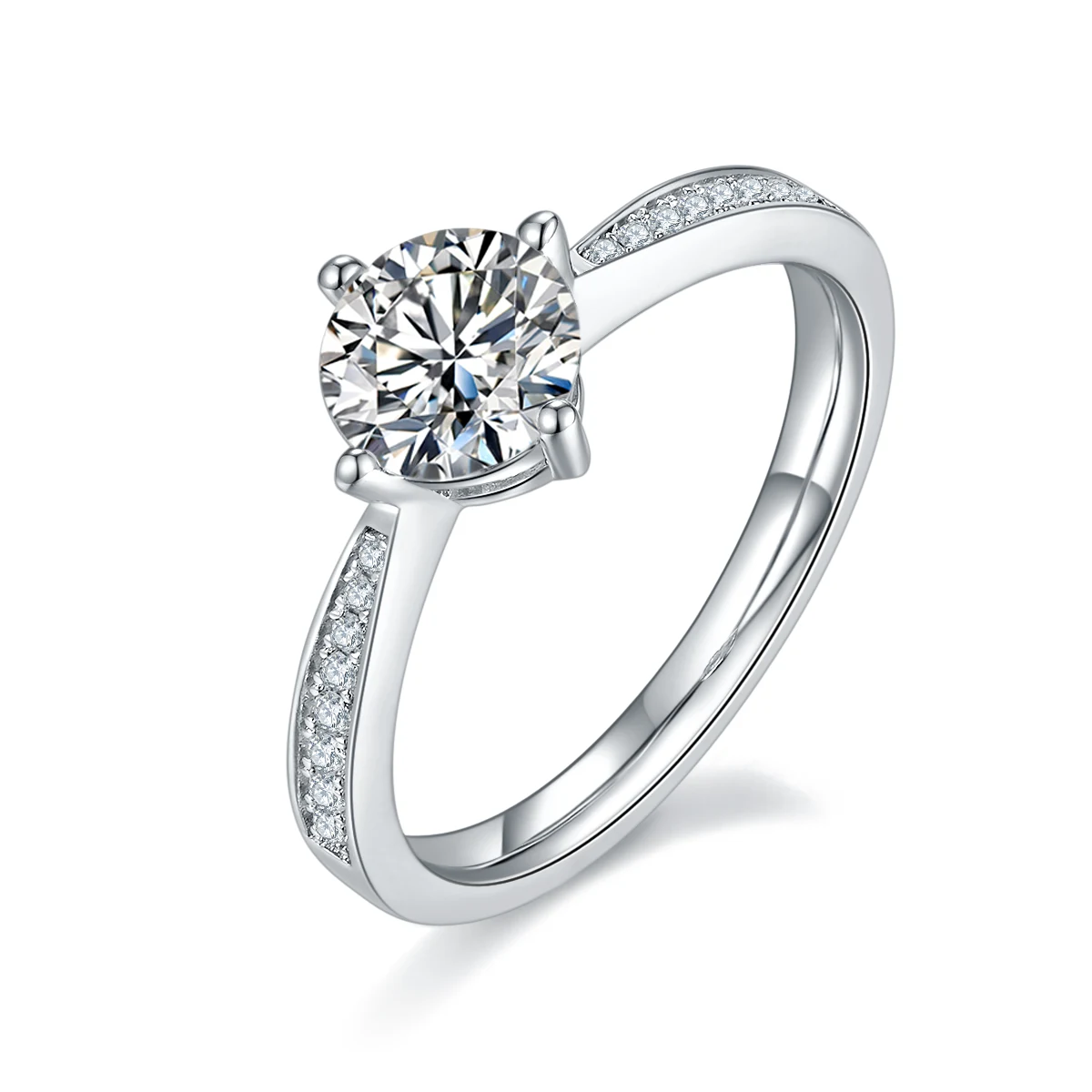 Four-Prong Accent Lab-Grown Diamond Ring — 1 ct — product view 1
