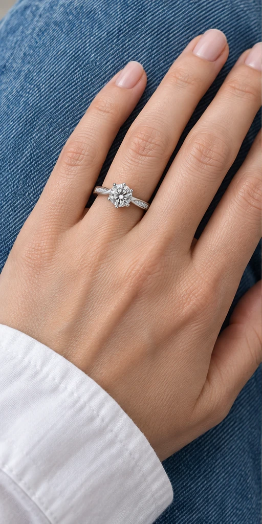 Four-Prong Accent Lab-Grown Diamond Ring — 1 ct styling