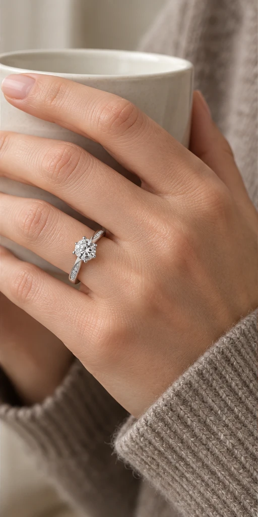 Four-Prong Accent Lab-Grown Diamond Ring — 1 ct editorial styling