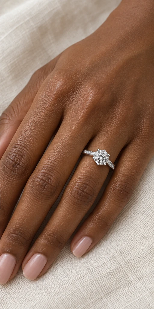Four-Prong Accent Lab-Grown Diamond Ring — 1 ct editorial styling