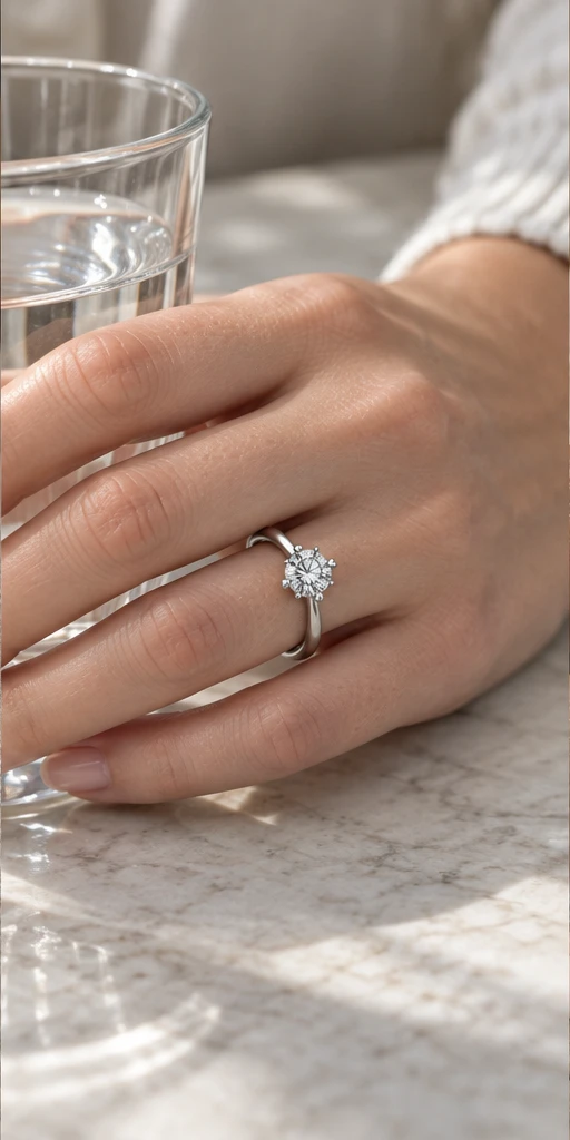 Six-Prong Lab-Grown Diamond Ring — 1 ct editorial styling