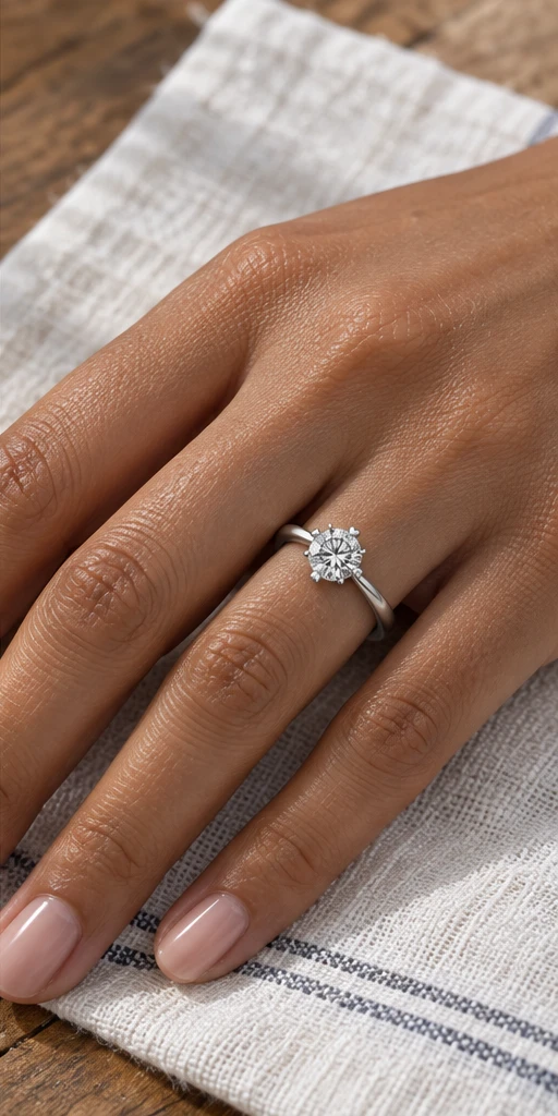 Six-Prong Lab-Grown Diamond Ring — 1 ct editorial styling