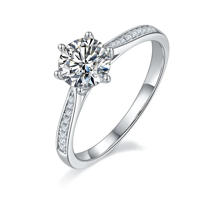 Six-Prong Accent Lab-Grown Diamond Ring — 1 ct