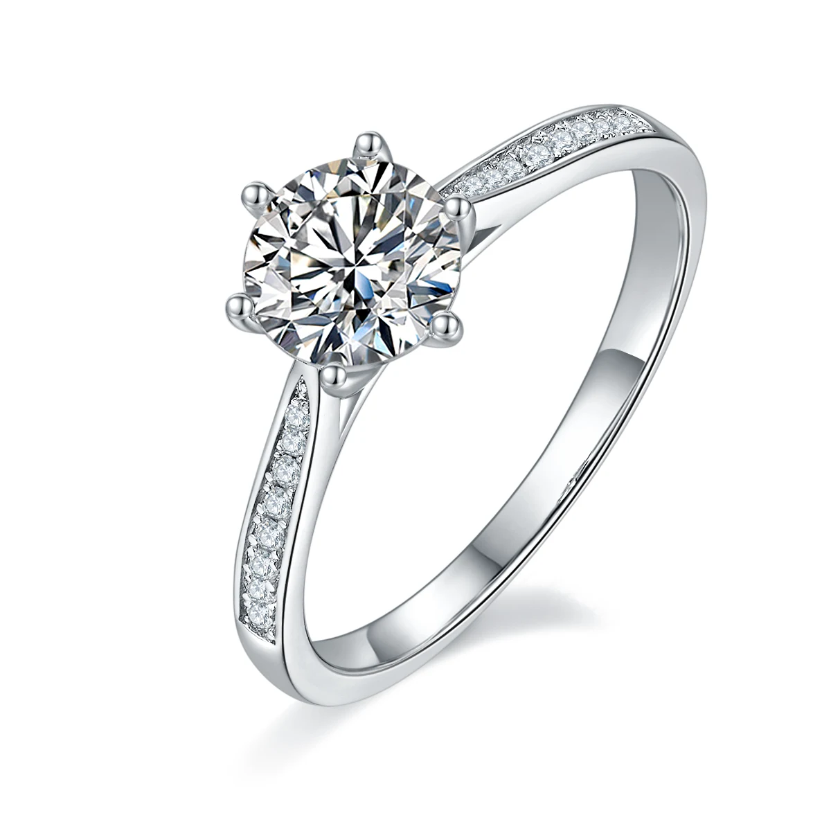 Six-Prong Accent Lab-Grown Diamond Ring — 1 ct — product view 1