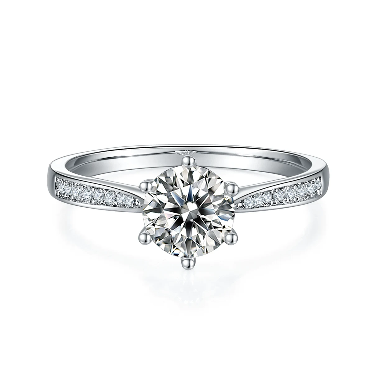 Six-Prong Accent Lab-Grown Diamond Ring — 1 ct — product view 2