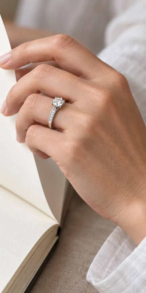 Six-Prong Accent Lab-Grown Diamond Ring — 1 ct editorial styling