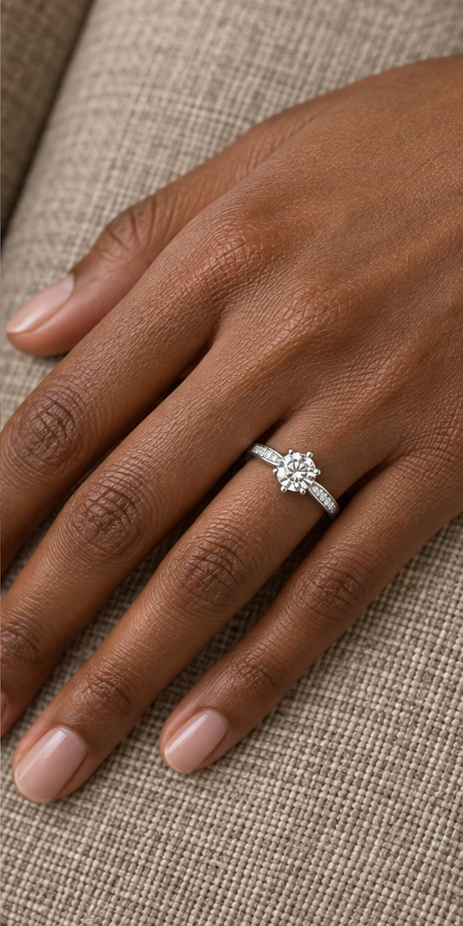 Six-Prong Accent Lab-Grown Diamond Ring — 1 ct editorial styling