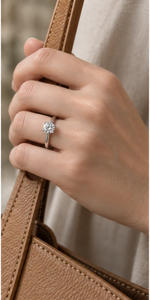 1 ct Six-Prong Diamond Ring editorial styling