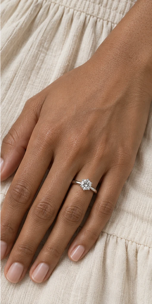 1 ct Six-Prong Diamond Ring editorial styling