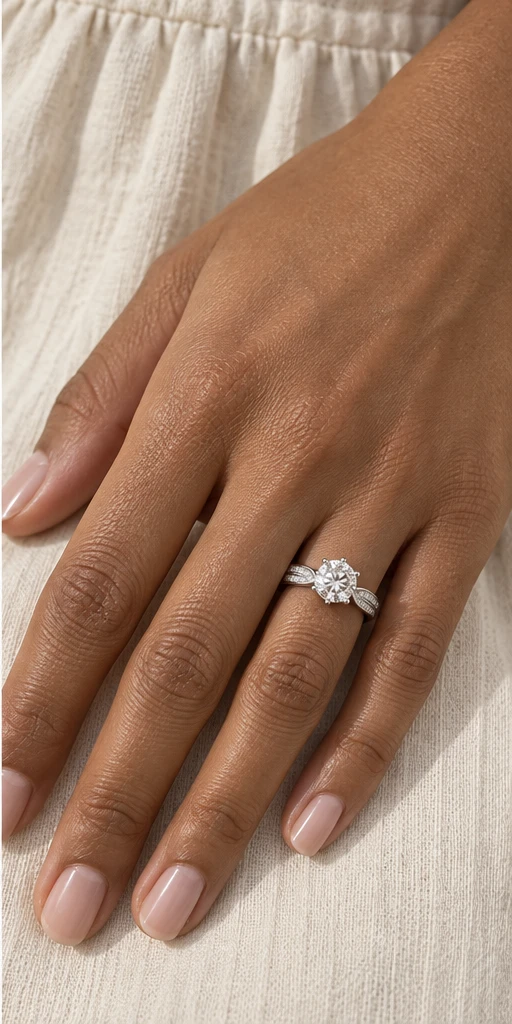 Starlight Accent Lab-Grown Diamond Ring — 1 ct editorial styling