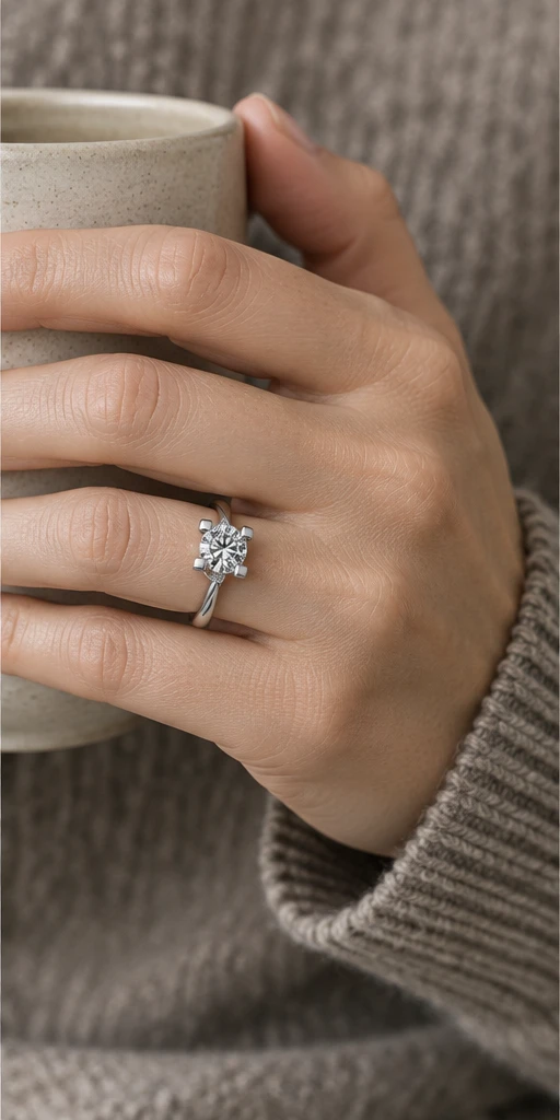 Letter Lab-Grown Diamond Ring — 1 ct editorial styling