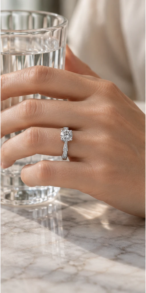 Serpentine Lab-Grown Diamond Ring — 1 ct editorial styling