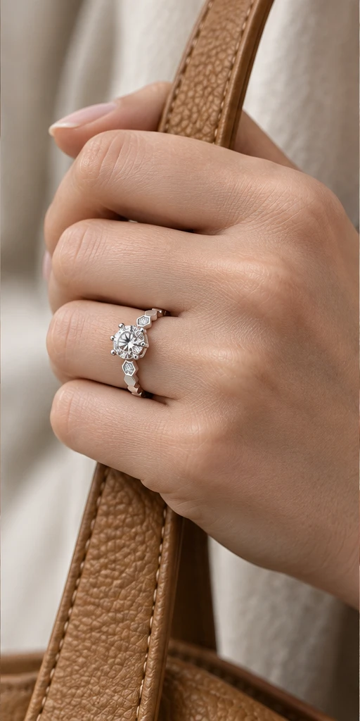 Honeycomb Accent Lab-Grown Diamond Ring — 1 ct editorial styling
