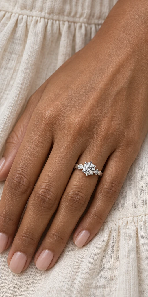 Honeycomb Accent Lab-Grown Diamond Ring — 1 ct editorial styling