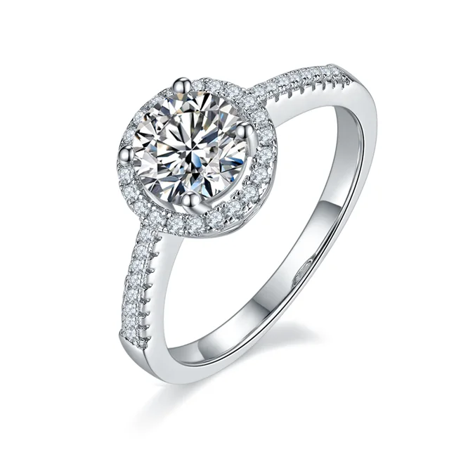 Round Halo Lab-Grown Diamond Ring — 1 ct