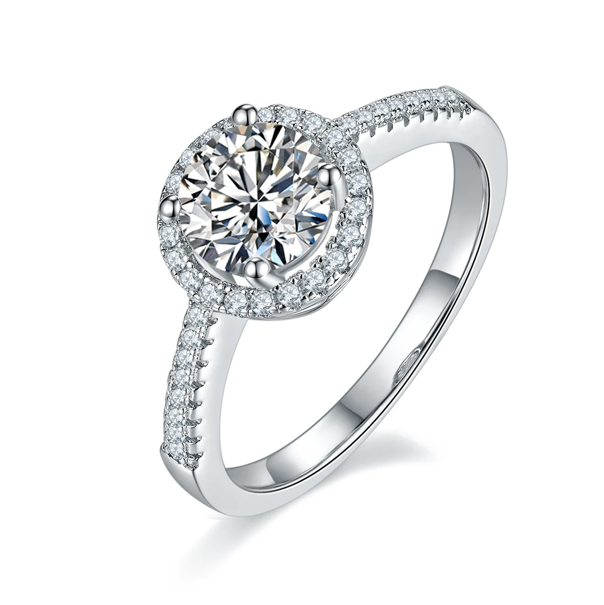 Round Halo Lab-Grown Diamond Ring — 1 ct — product view 1