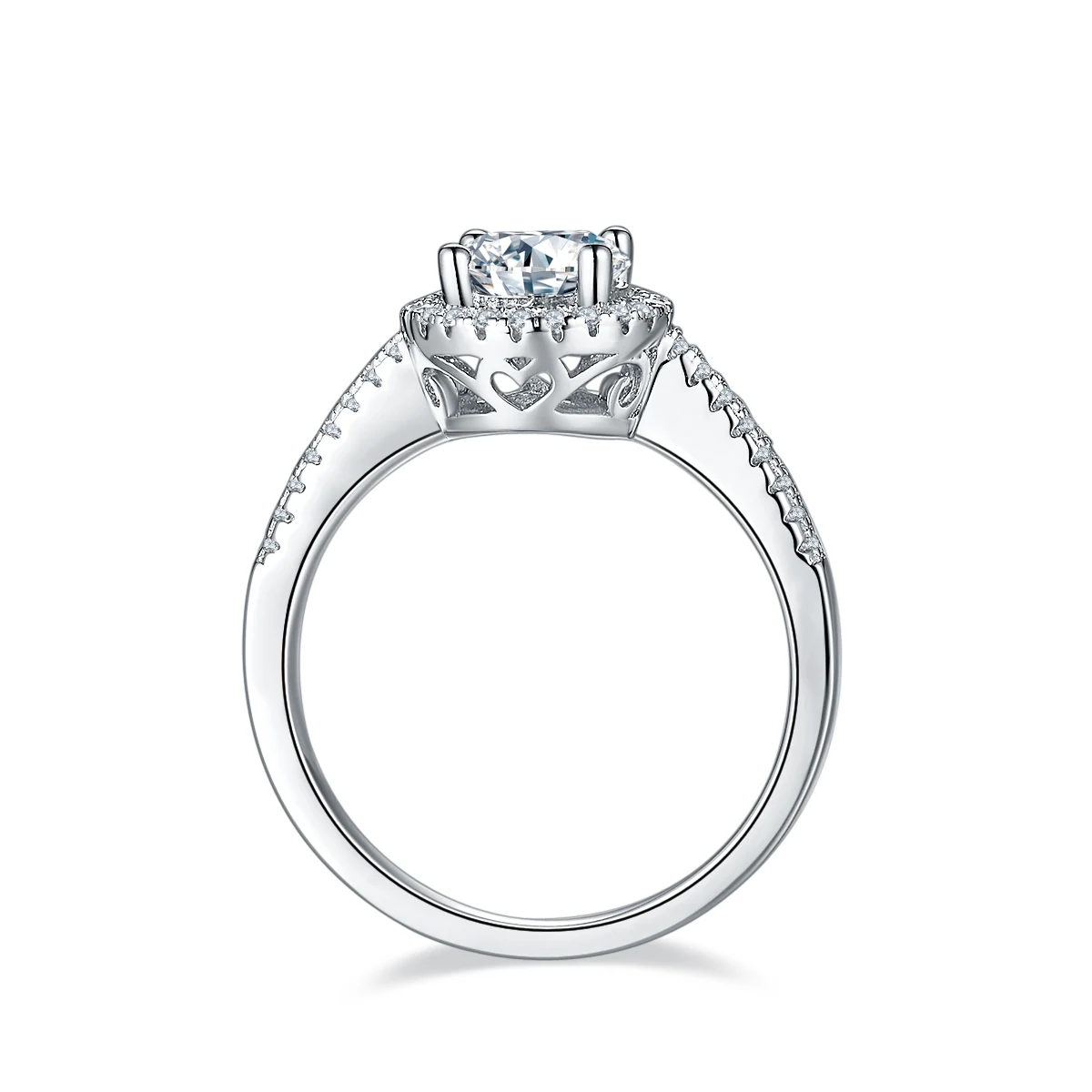 Round Halo Lab-Grown Diamond Ring — 1 ct — product view 3