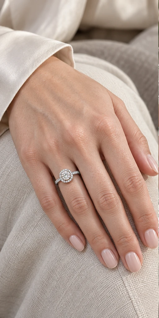 Round Halo Lab-Grown Diamond Ring — 1 ct styling