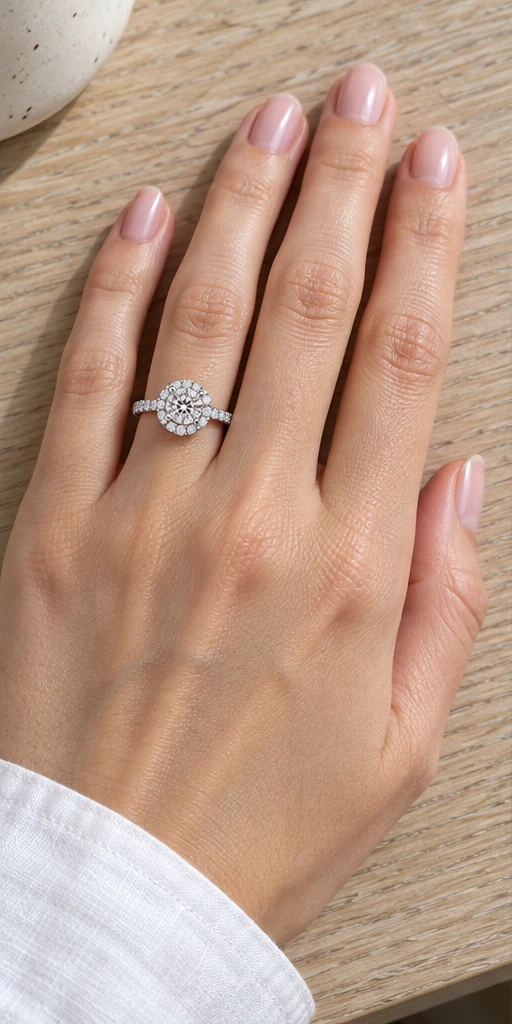 Round Halo Lab-Grown Diamond Ring — 1 ct styling