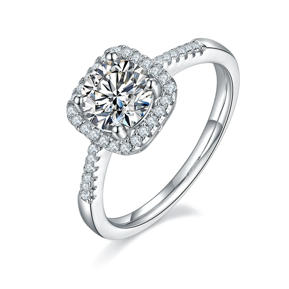 Square Halo Lab-Grown Diamond Ring — 1 ct — product view 1