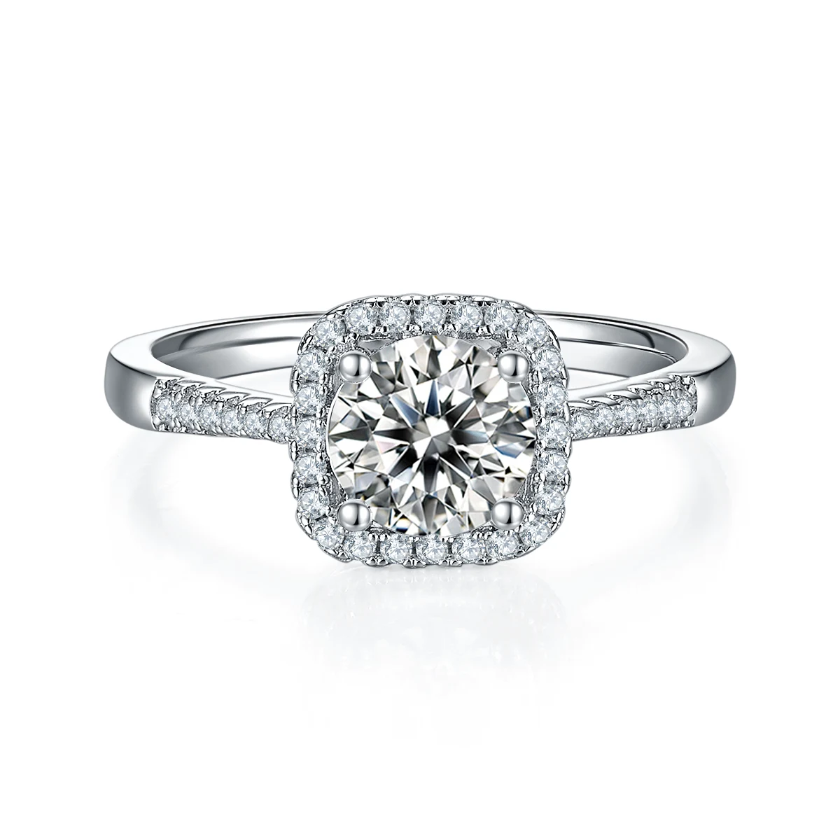 Square Halo Lab-Grown Diamond Ring — 1 ct — product view 2