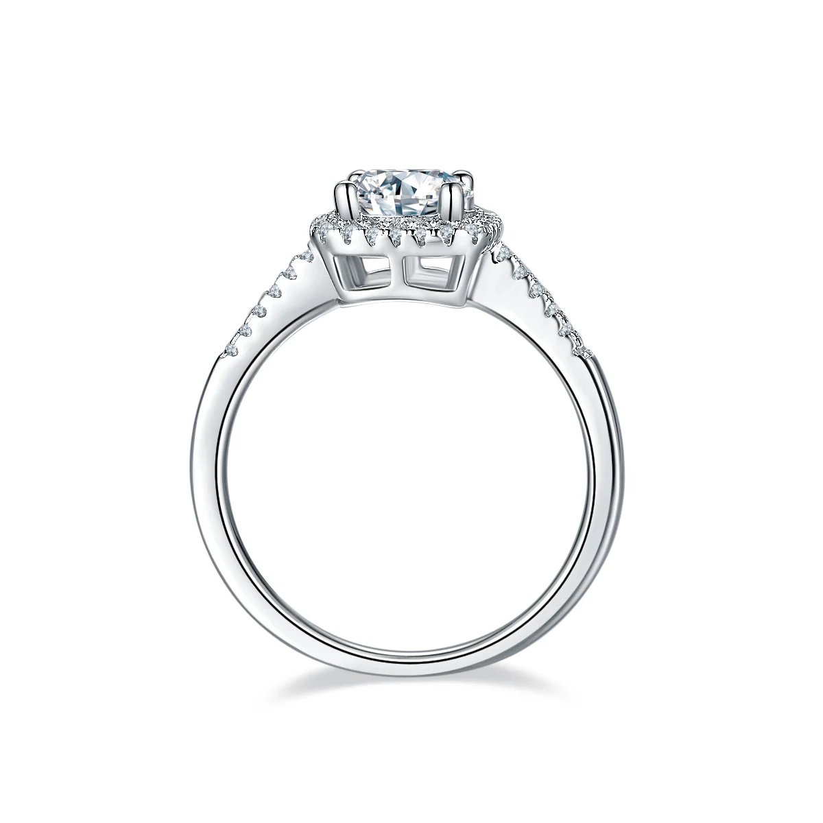 Square Halo Lab-Grown Diamond Ring — 1 ct — product view 3