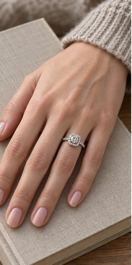 Square Halo Lab-Grown Diamond Ring — 1 ct styling