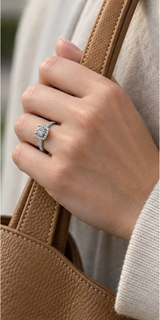 Square Halo Lab-Grown Diamond Ring — 1 ct editorial styling
