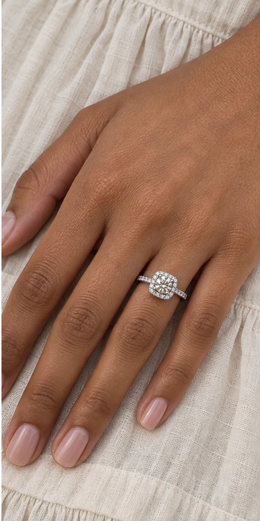 Square Halo Lab-Grown Diamond Ring — 1 ct editorial styling