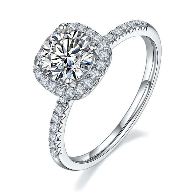 Square Halo Lab-Grown Diamond Ring — 1 ct