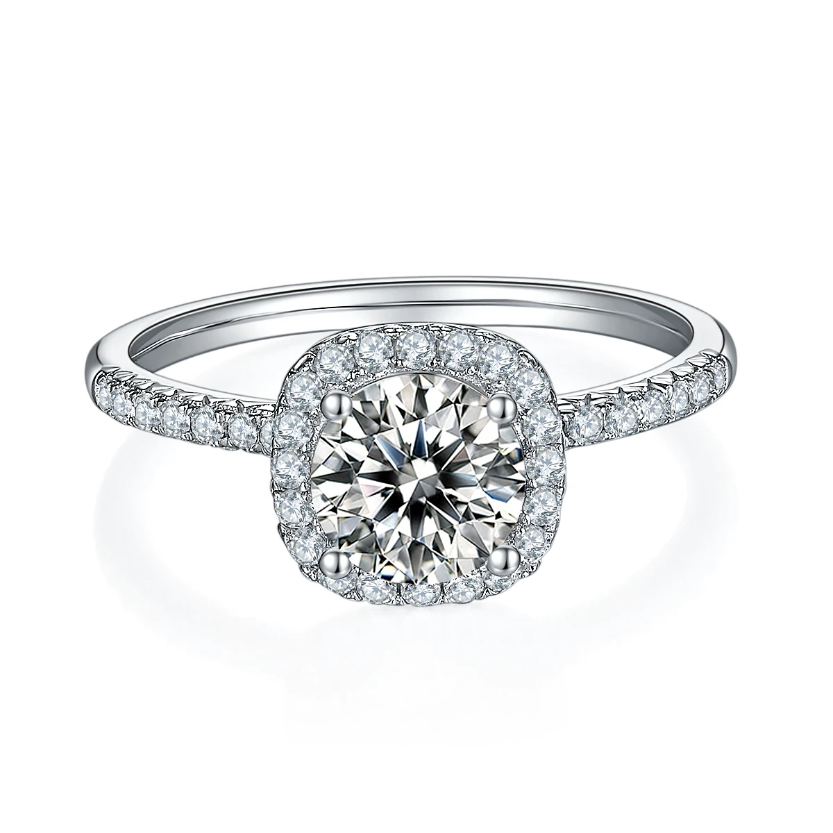 Square Halo Lab-Grown Diamond Ring — 1 ct — product view 2