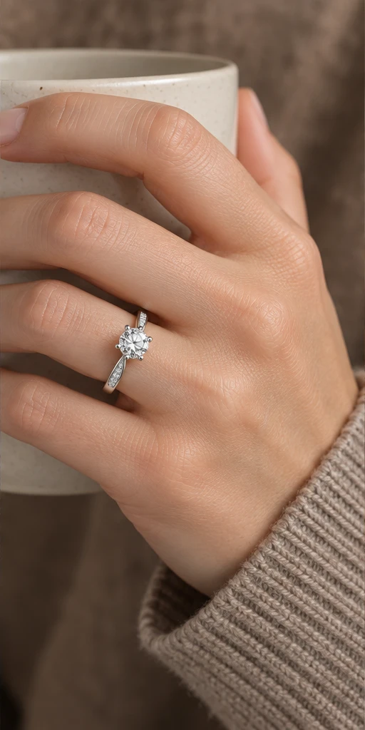 Fluid Lab-Grown Diamond Ring — 1 ct editorial styling