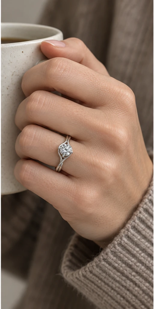 Bud Twist Lab-Grown Diamond Ring — 1 ct editorial styling