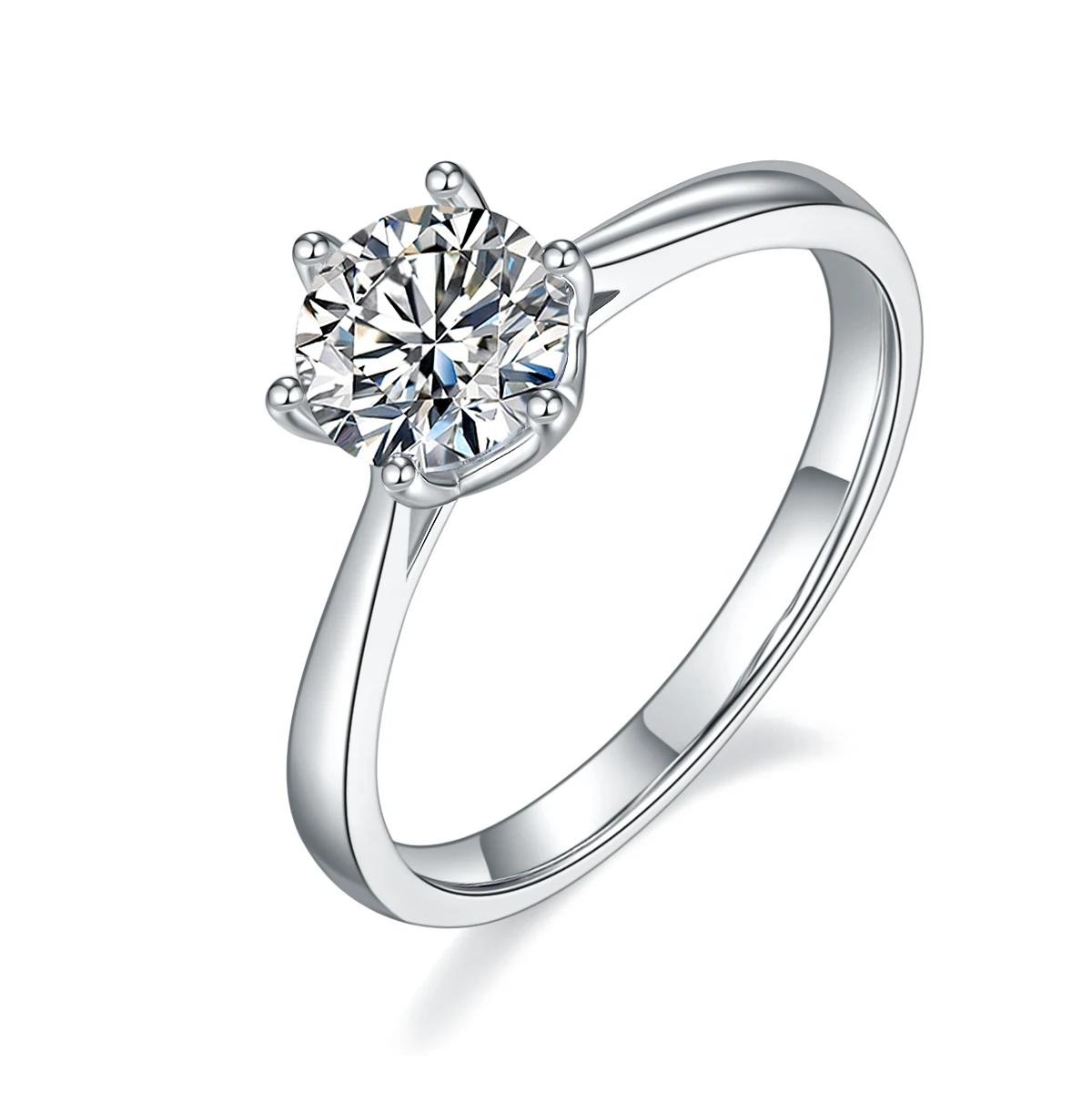 Modern Six-Prong Lab-Grown Diamond Ring — 1 ct — product view 1