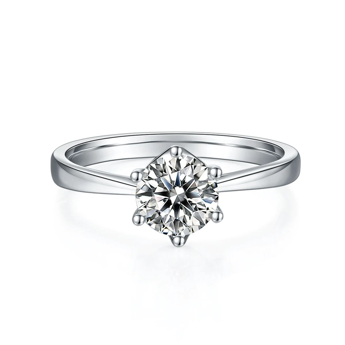 Modern Six-Prong Lab-Grown Diamond Ring — 1 ct — product view 2