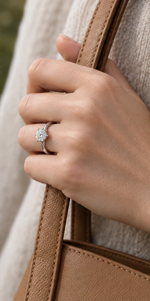 Modern Six-Prong Lab-Grown Diamond Ring — 1 ct editorial styling