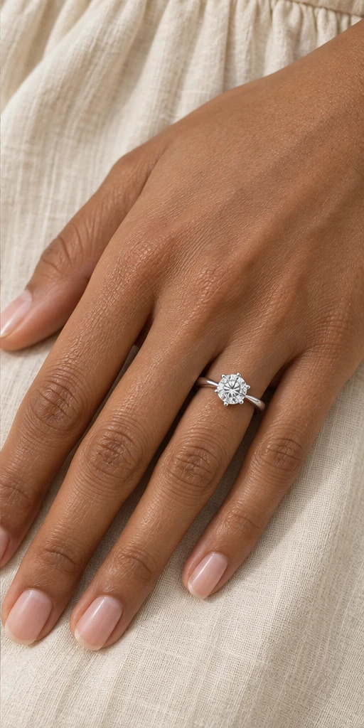 Modern Six-Prong Lab-Grown Diamond Ring — 1 ct editorial styling