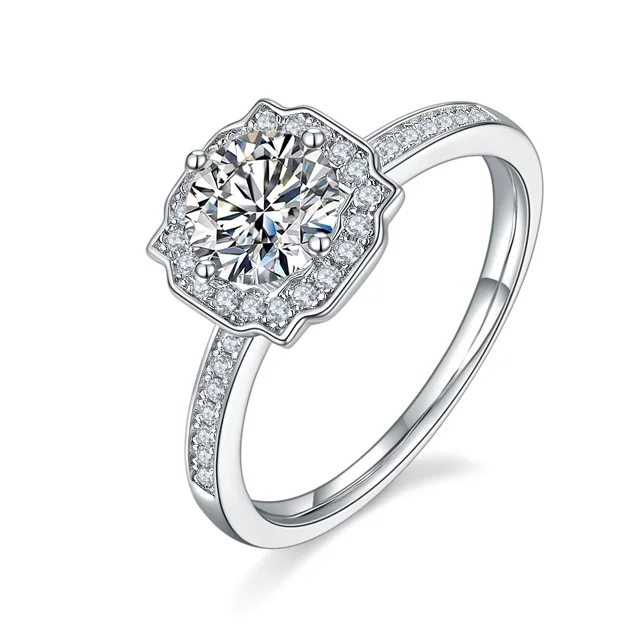 Geometric Accent Lab-Grown Diamond Ring — 1 ct