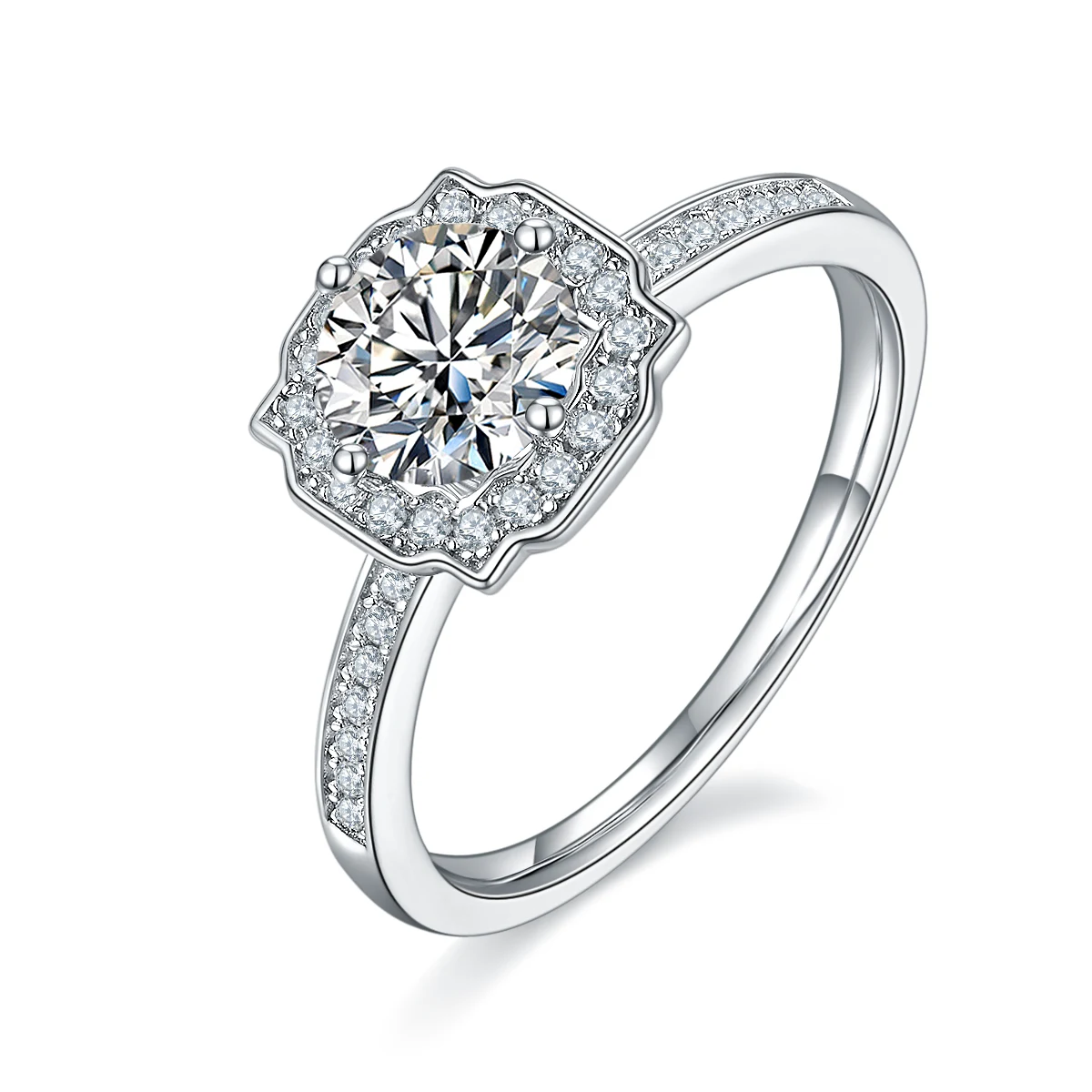 Geometric Accent Lab-Grown Diamond Ring — 1 ct — product view 1