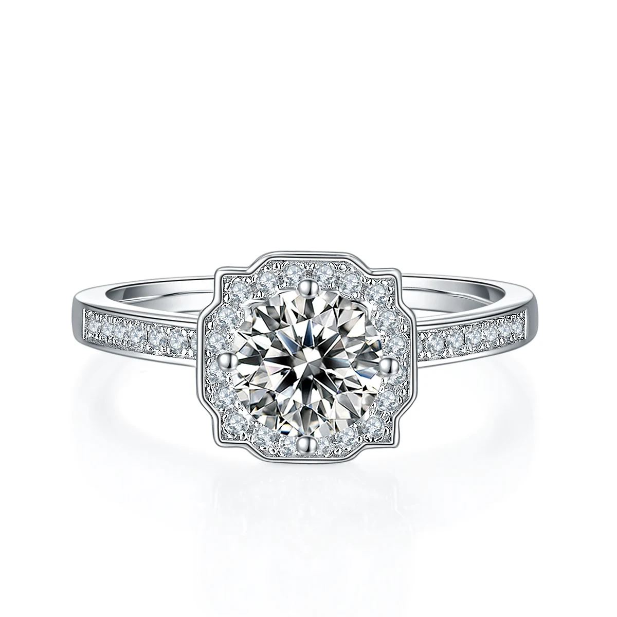 Geometric Accent Lab-Grown Diamond Ring — 1 ct — product view 2
