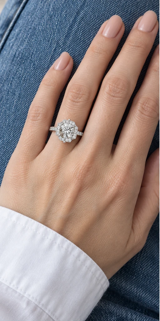Geometric Accent Lab-Grown Diamond Ring — 1 ct styling