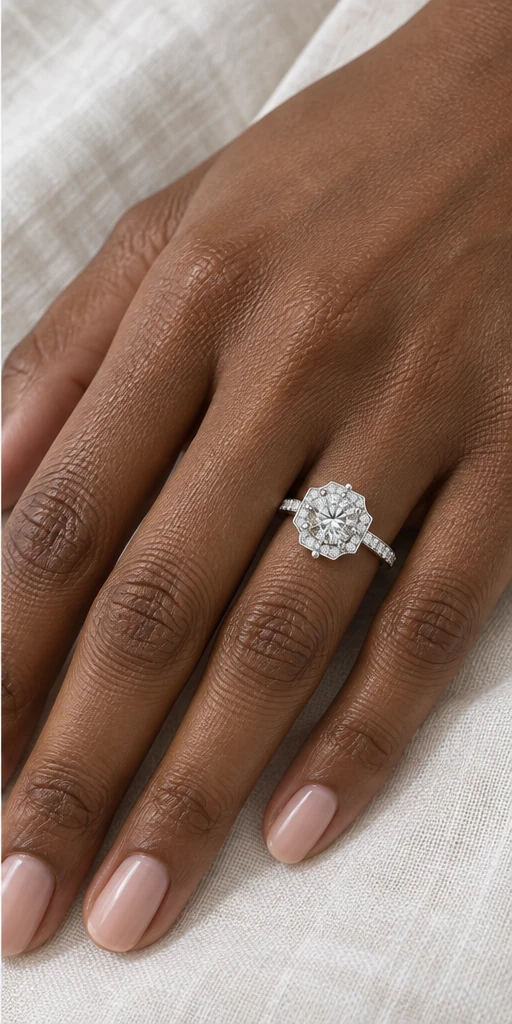 Geometric Accent Lab-Grown Diamond Ring — 1 ct editorial styling