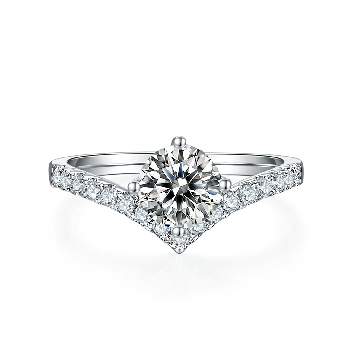 Chevron Lab-Grown Diamond Ring — 1 ct — product view 3